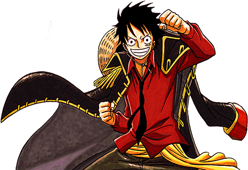 One Piece Luffy Red Outfit PNG Image