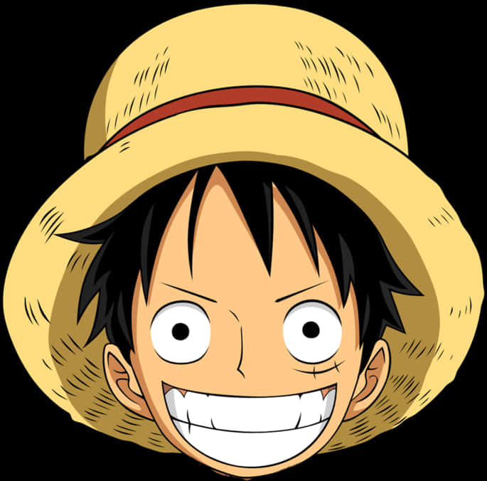 One Piece Luffy Straw Hat Smile PNG Image