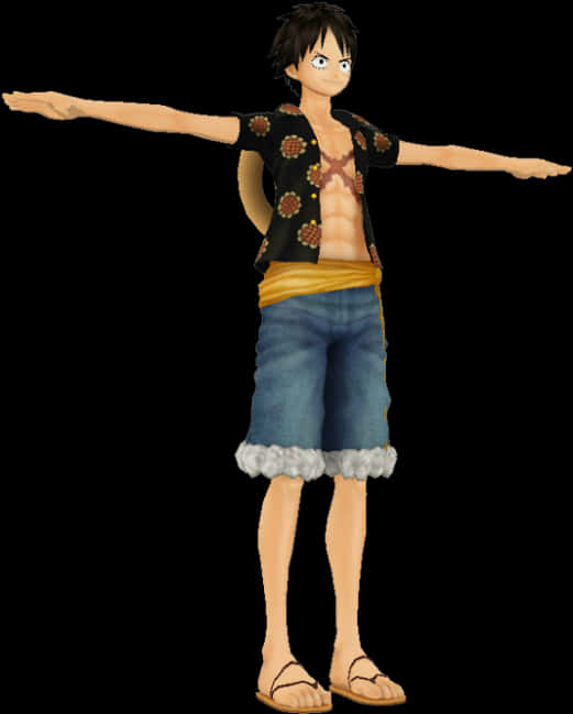 One Piece Luffy Stretching Arms PNG Image