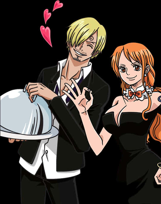 One Piece Sanji Love Struckby Nami PNG Image