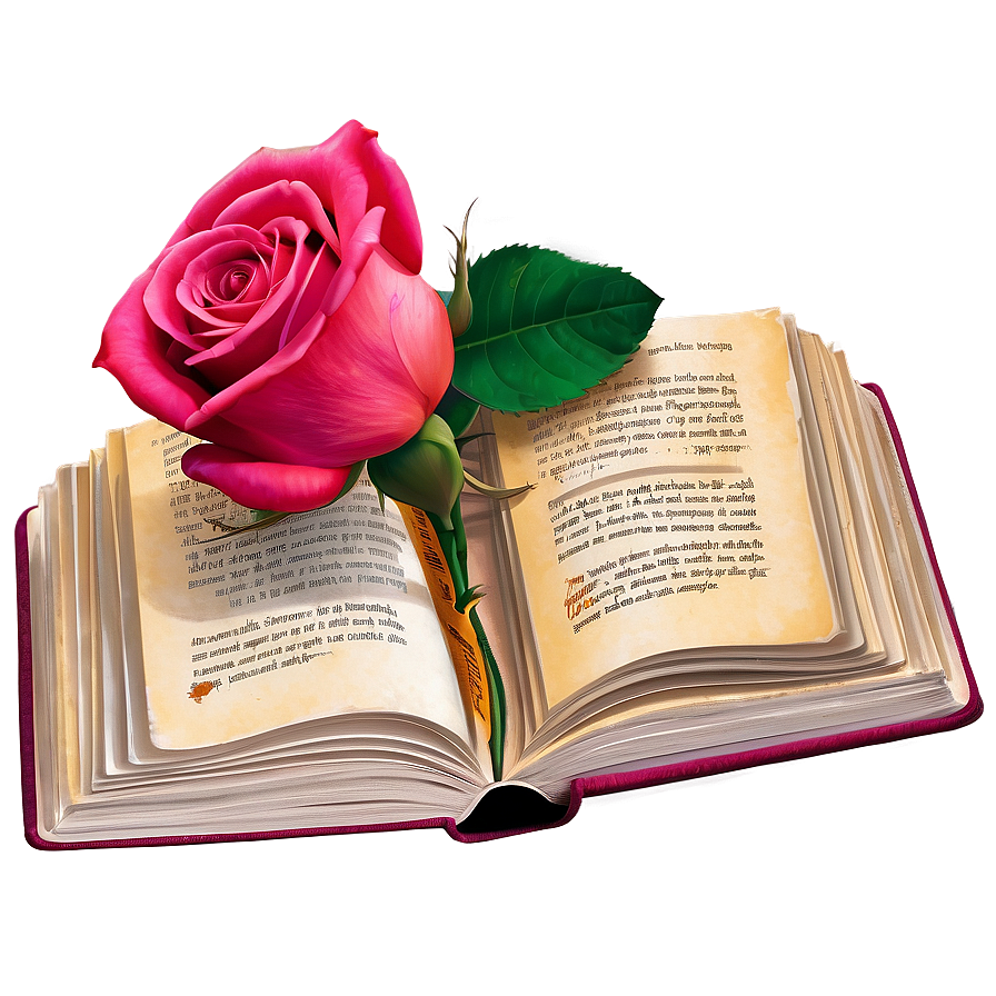 Open Book With Rose Png Coi49 PNG Image