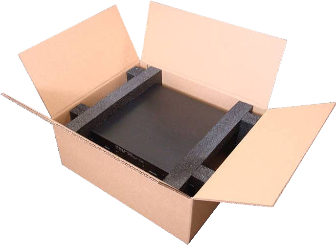 Open Cardboard Boxwith Foam Padding PNG Image