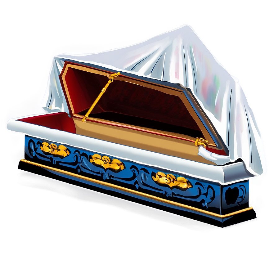 Open Coffin With Drapery Png Ajj44 PNG Image