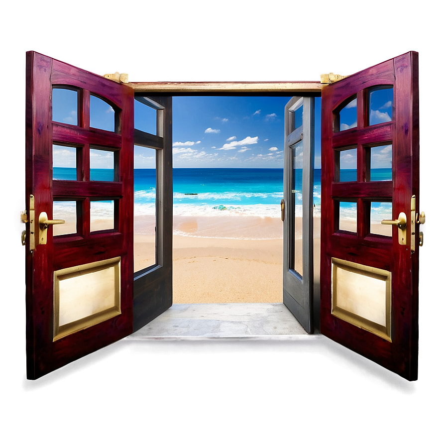 Open Door With Ocean View Png Gnp PNG Image