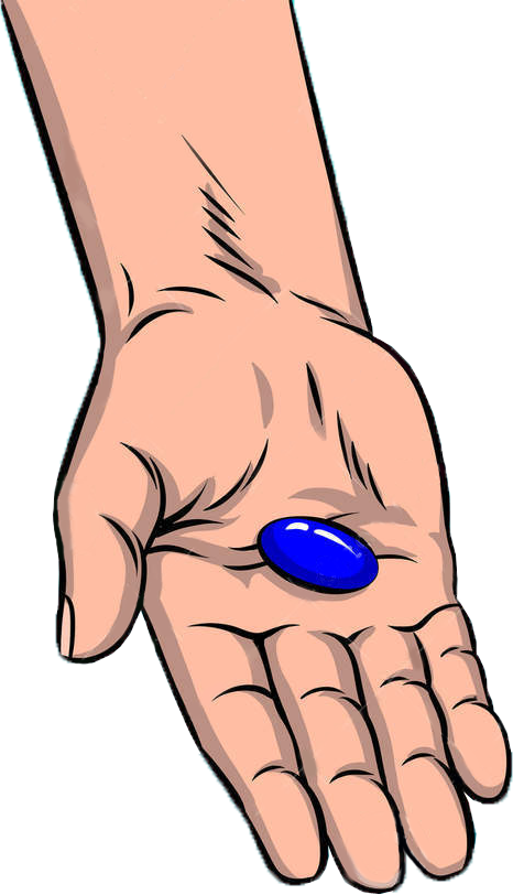 Open Hand With Blue Pill PNG Image