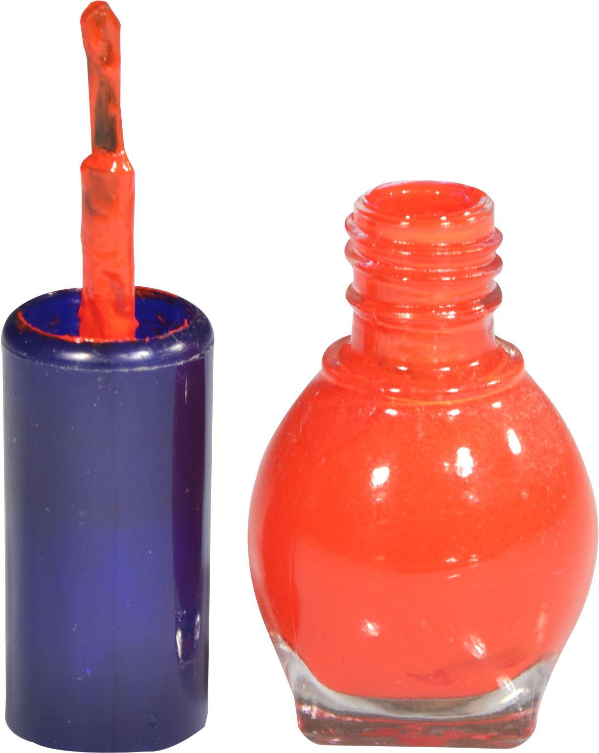 Open Orange Nail Polish Bottle PNG Image