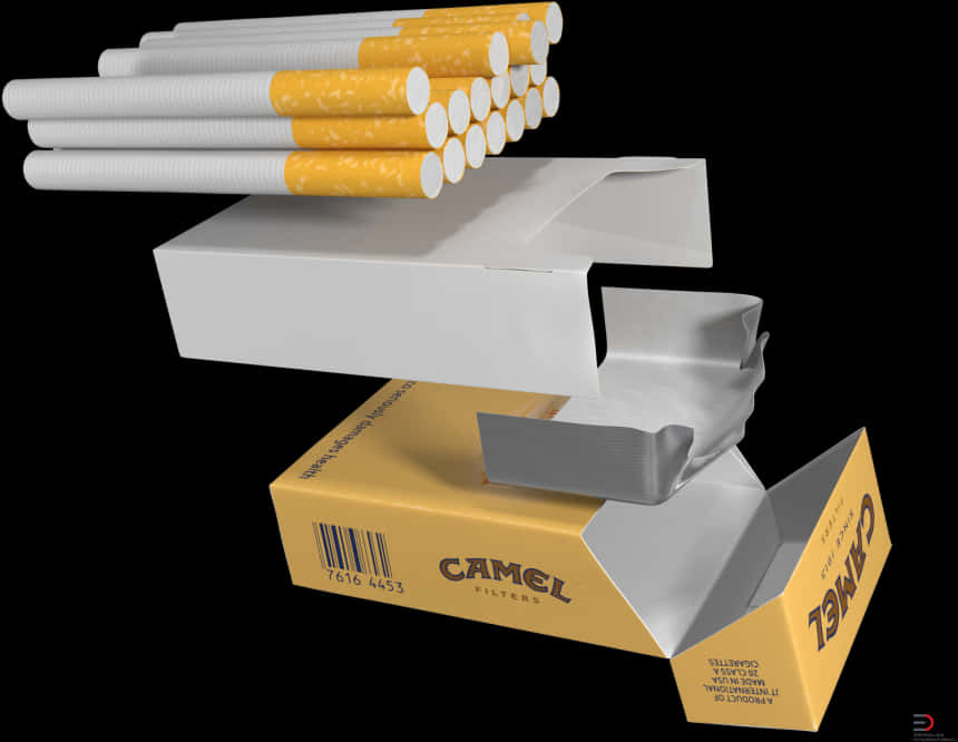 Open Packof Camel Cigarettes PNG Image