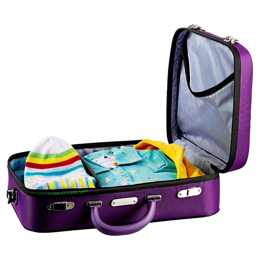 Open Suitcase With Baby Items Png Tqo PNG Image