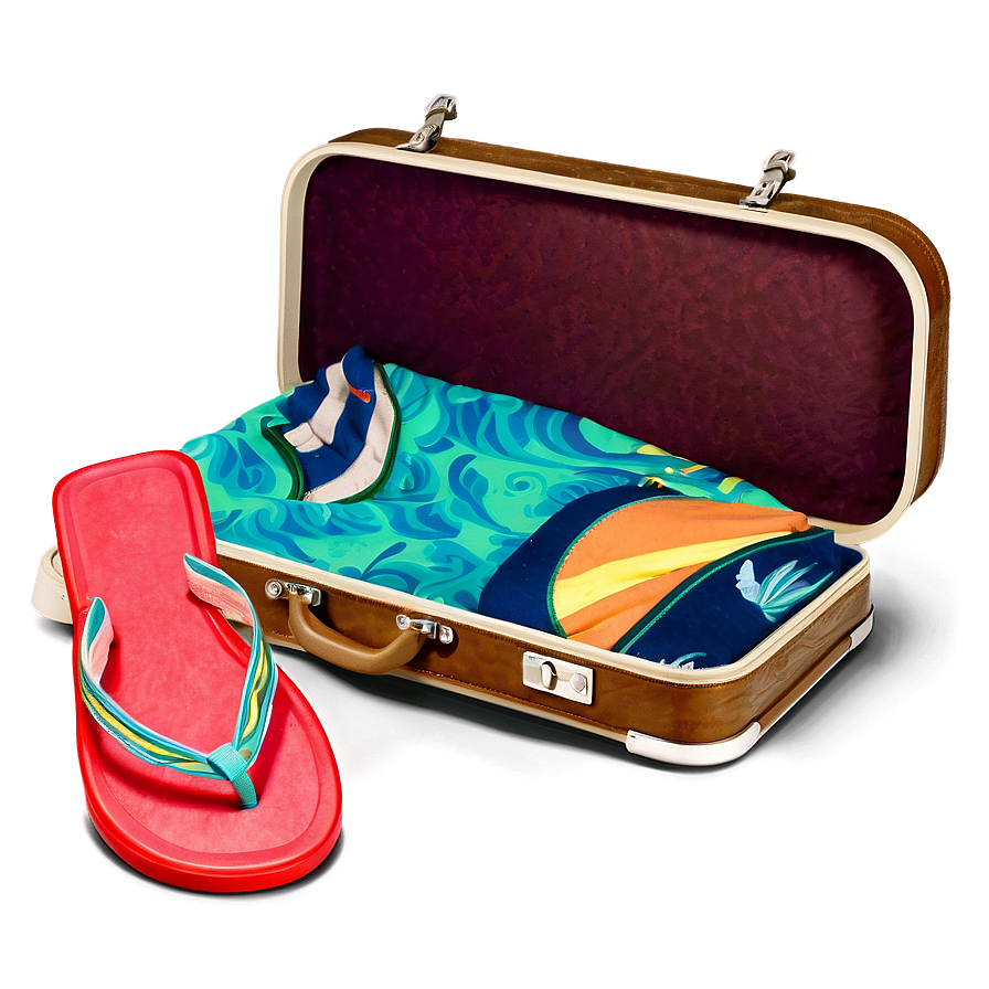 Open Suitcase With Beachwear Png Dfk PNG Image