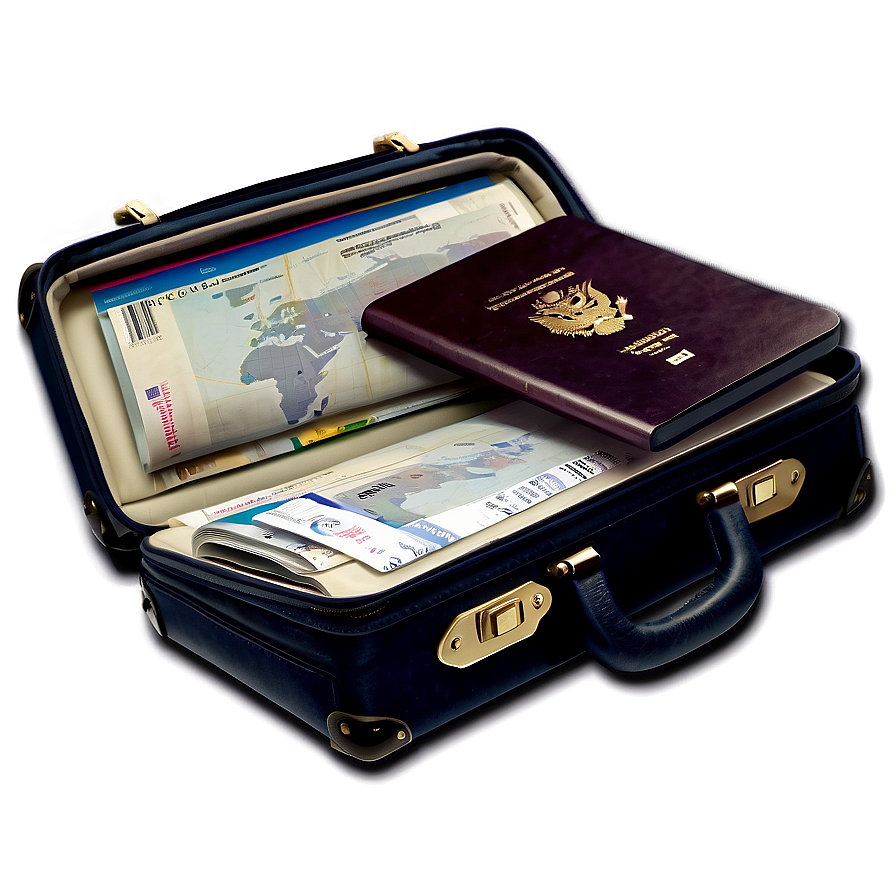 Open Suitcase With Passport Png Sta PNG Image