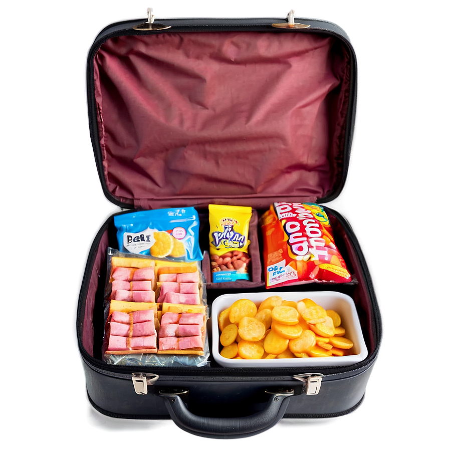 Open Suitcase With Snacks Png 1 PNG Image