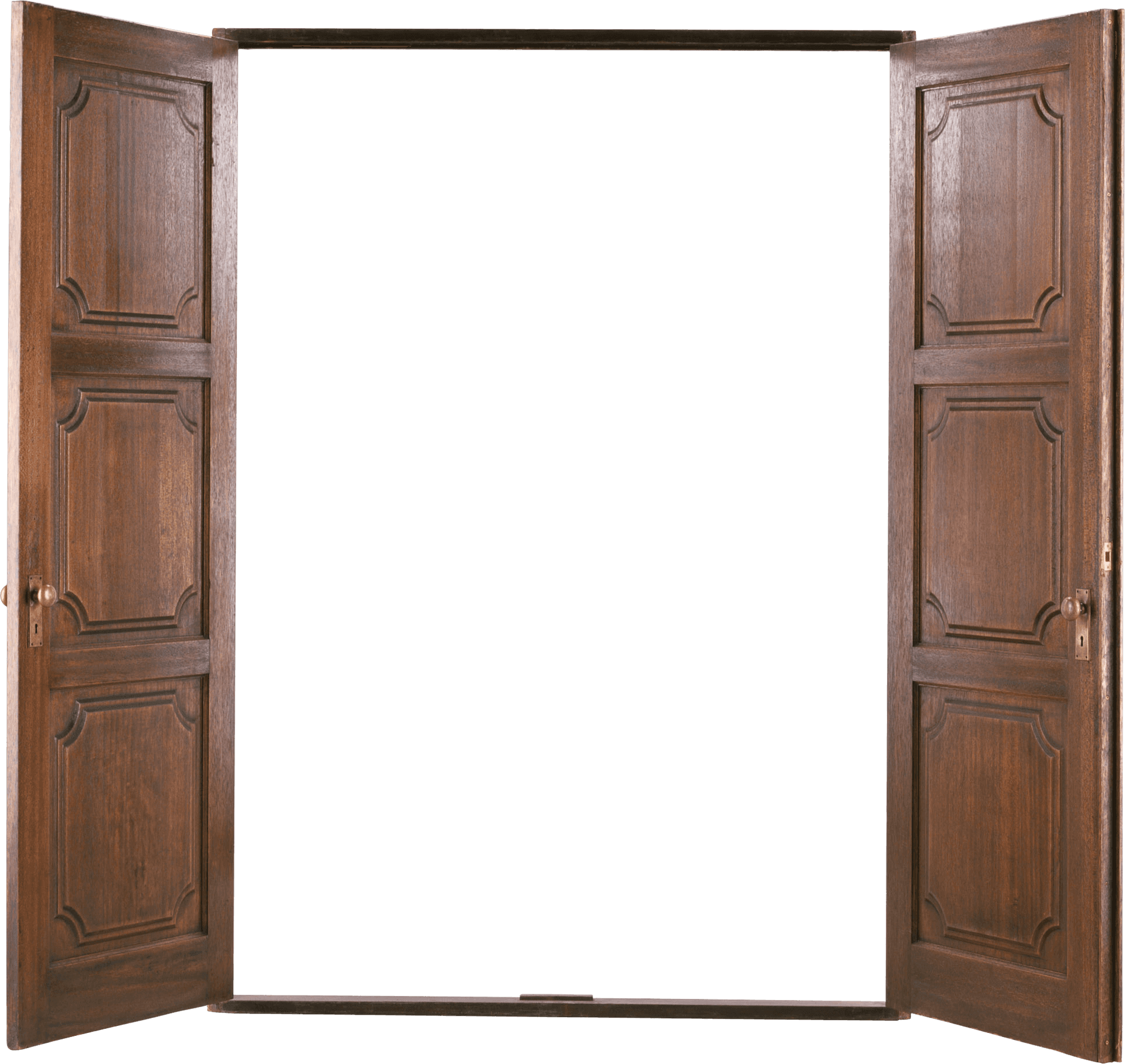 Open Wooden Double Doors PNG Image