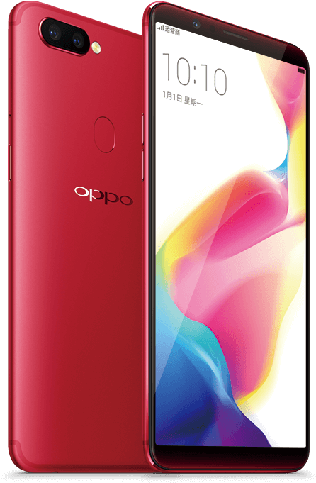 Oppo Red Smartphone Displayand Back PNG Image