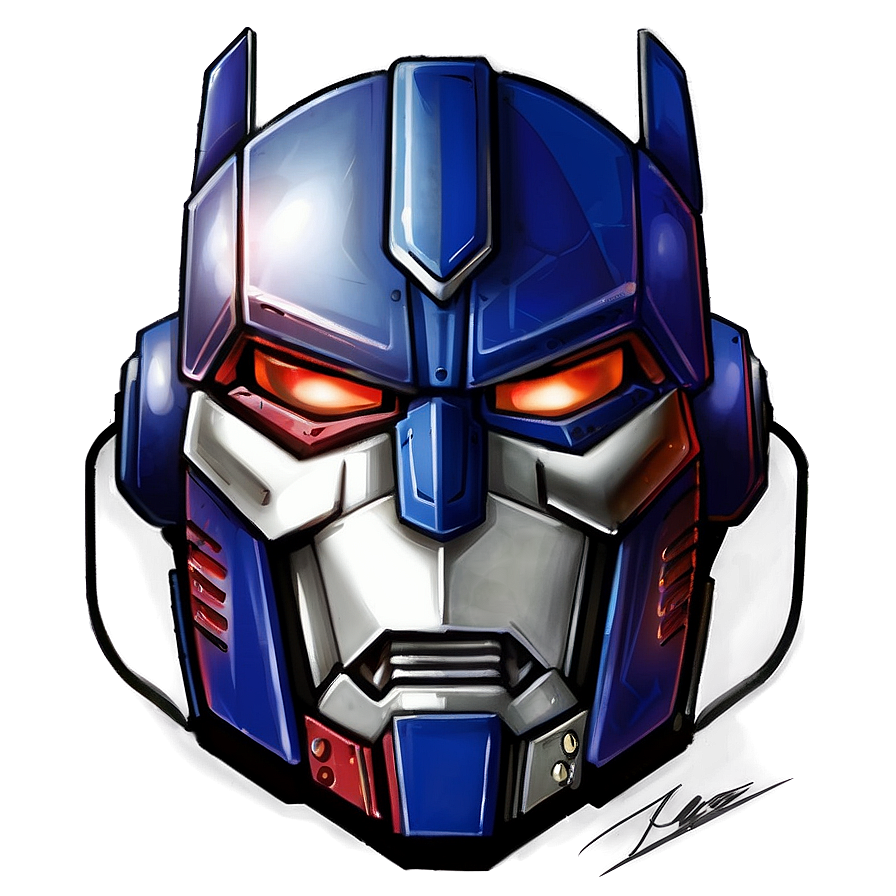 Optimus Prime Headshot Illustration Png Bww PNG Image