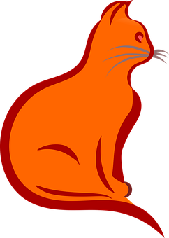 Orange Abstract Cat Art PNG Image