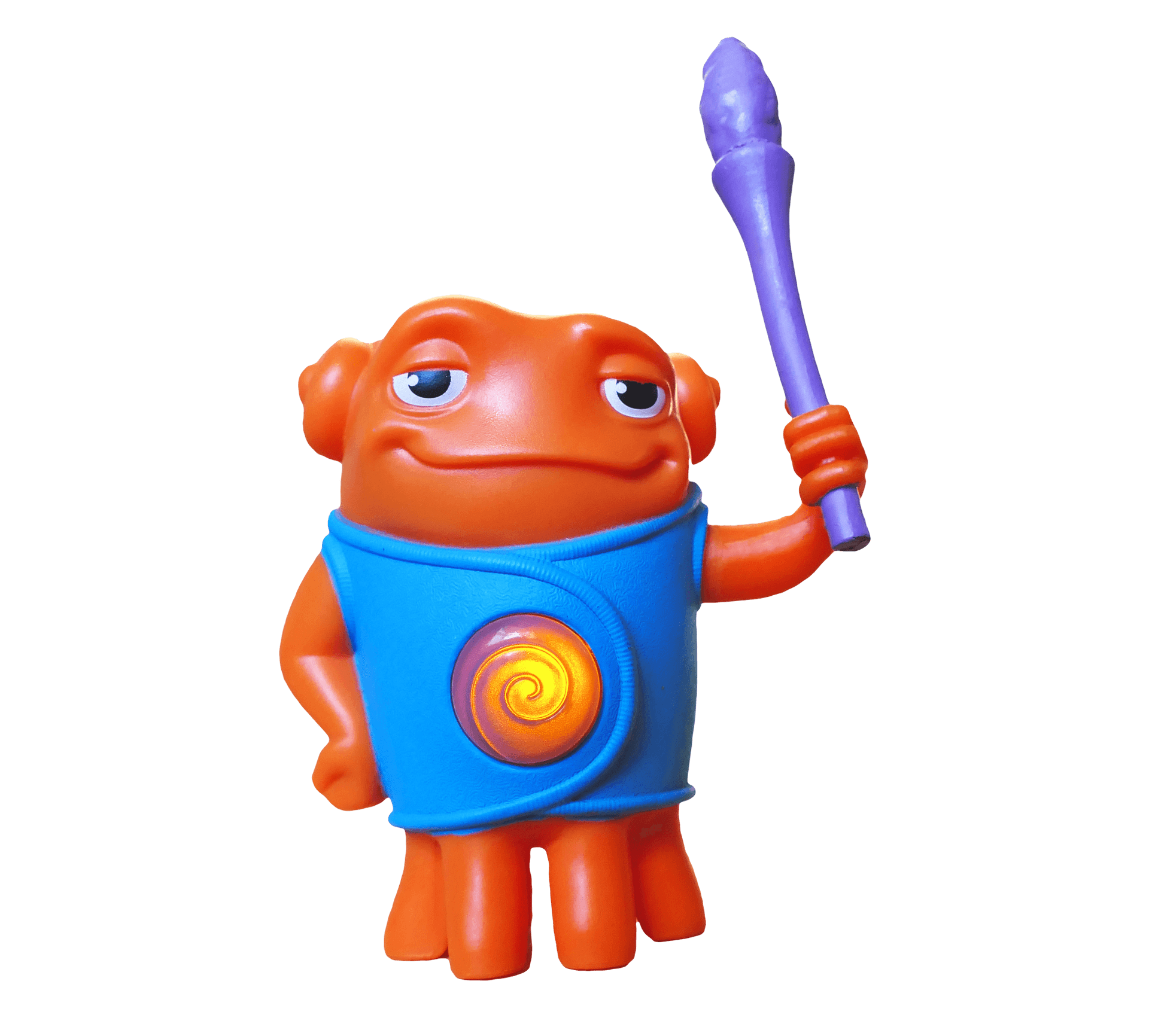 Orange Alien Toywith Staffand Blue Cloak PNG Image