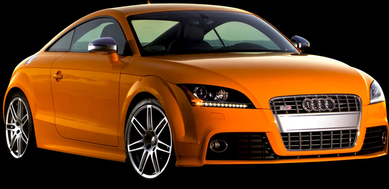 Orange Audi T T Coupe Side View PNG Image