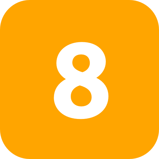 Orange Background Number8 PNG Image