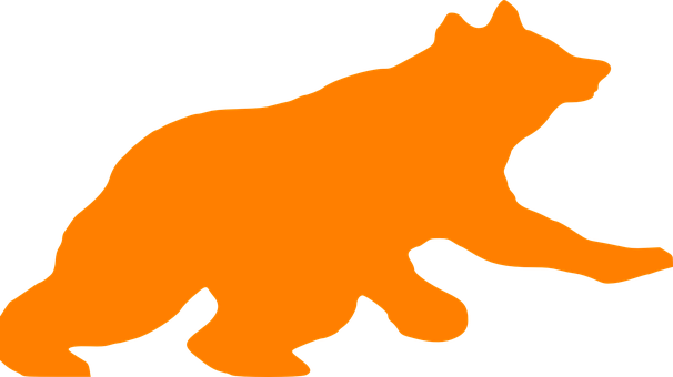 Orange Bear Silhouetteon Black Background PNG Image