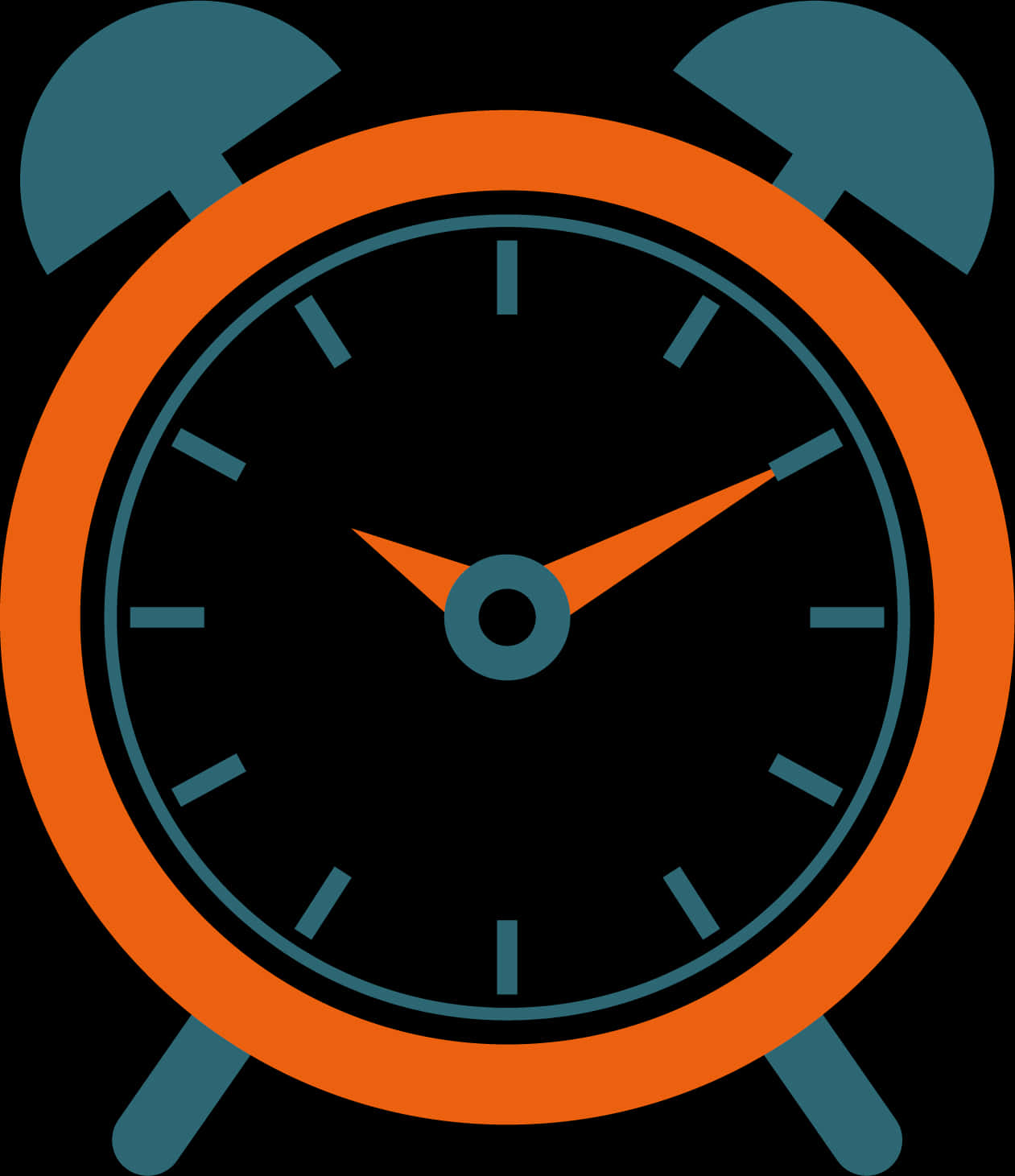 Orange Black Alarm Clock Illustration PNG Image