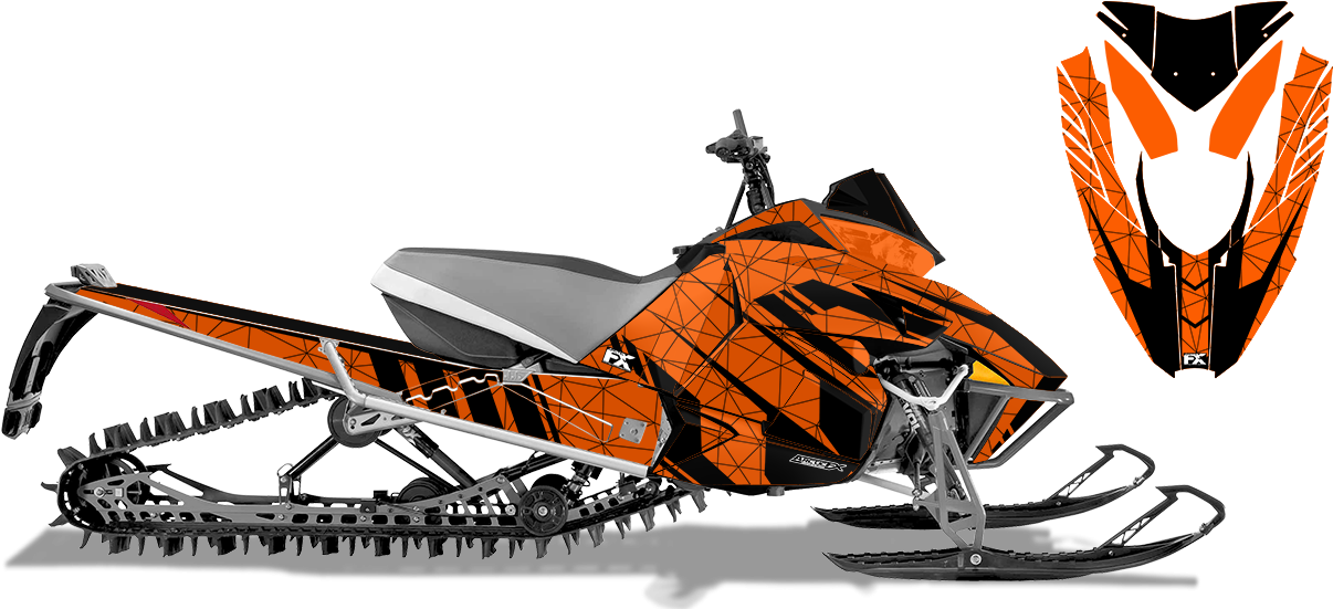 Orange Black Snowmobile Design PNG Image