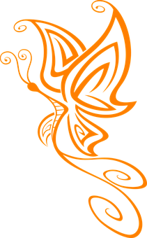 Orange Butterfly Graphic Art PNG Image