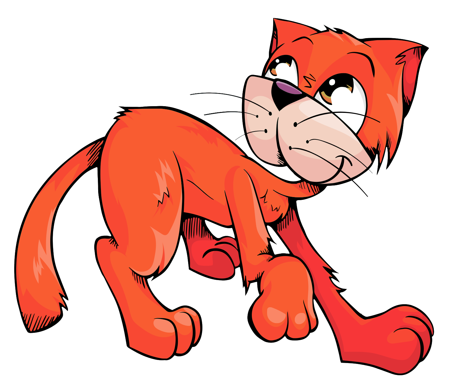 Orange Cartoon Cat Skeptical Look.png PNG Image