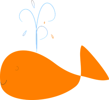 Orange Cartoon Whale Vector PNG Image