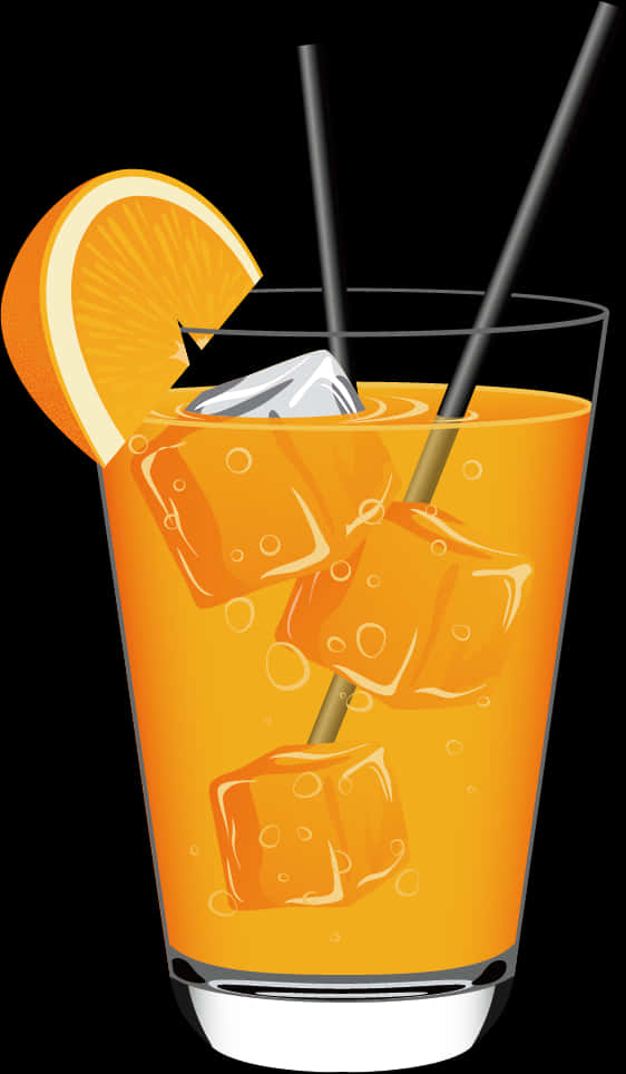 Orange Cocktail Glass Illustration PNG Image