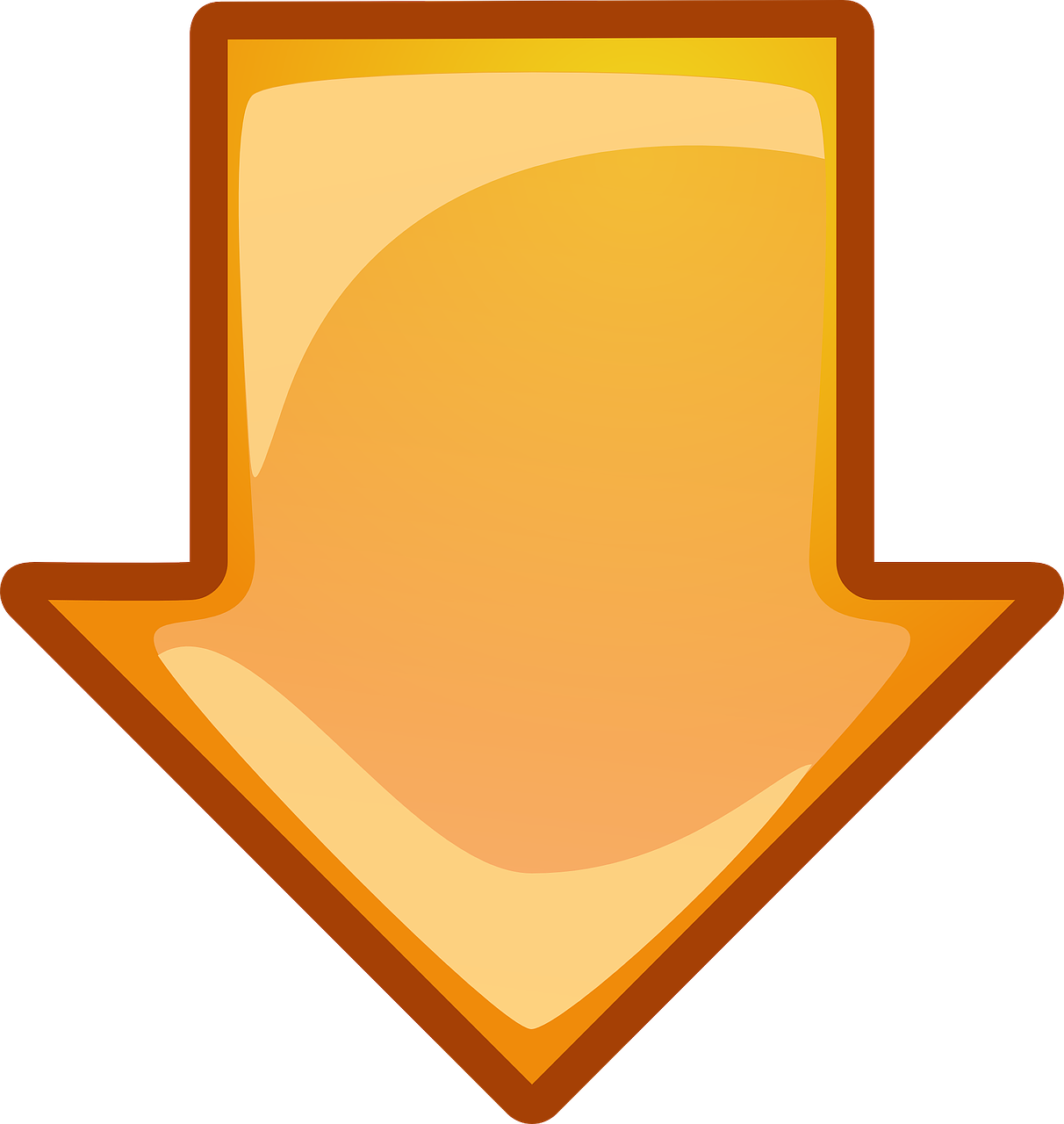 Orange Down Arrow Icon PNG Image