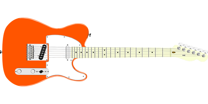 Orange Electric Guitar Isolated PNG Image