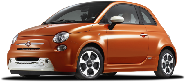 Orange Fiat500 Side View PNG Image