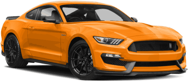 Orange Ford Mustang G T Side View PNG Image