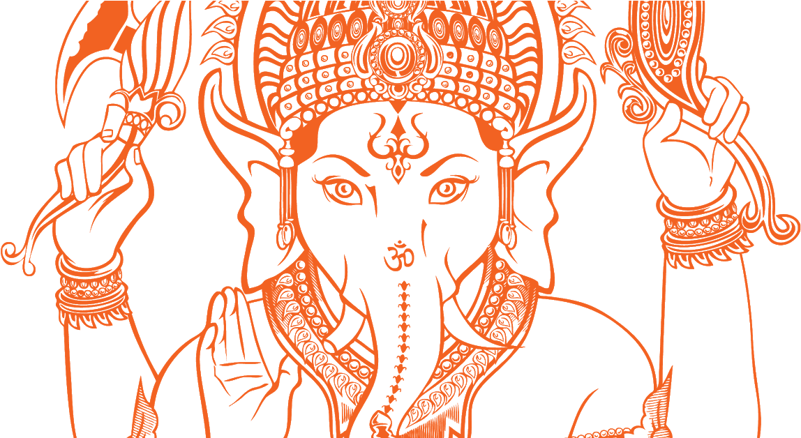 Orange Ganesh Artwork PNG Image