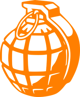 Orange Grenade Silhouette Graphic PNG Image