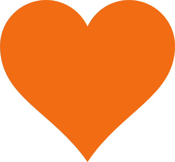 Orange Heart Iconon Blue Background PNG Image