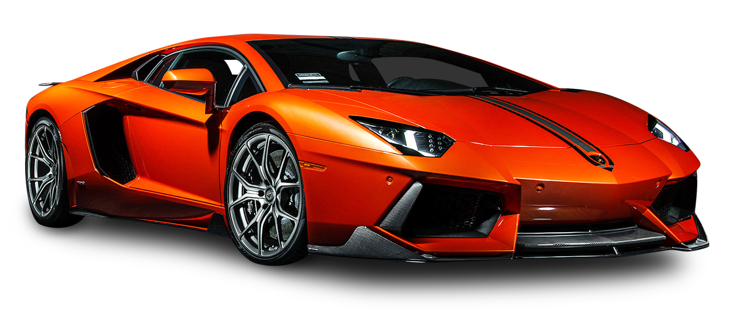 Orange Lamborghini Aventador Side View PNG Image