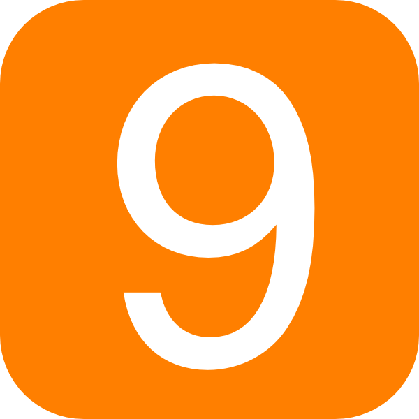 Orange Number9 Icon PNG Image