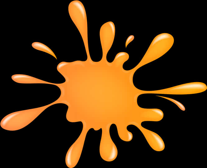 Orange Paint Splaton Black Background PNG Image