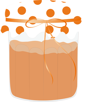 Orange Polka Dot Jam Jar Illustration PNG Image