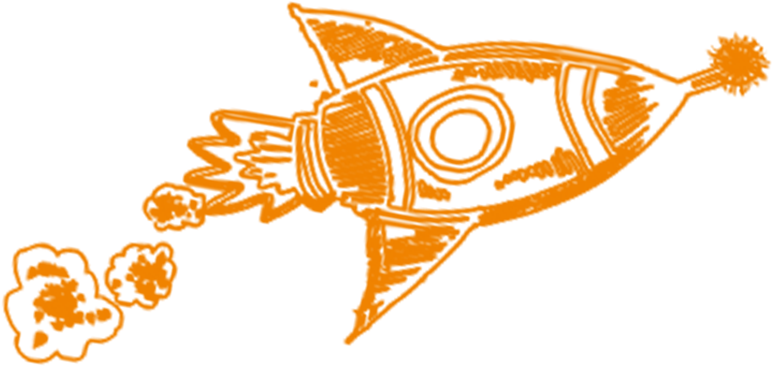 Orange Rocket Launch Silhouette PNG Image