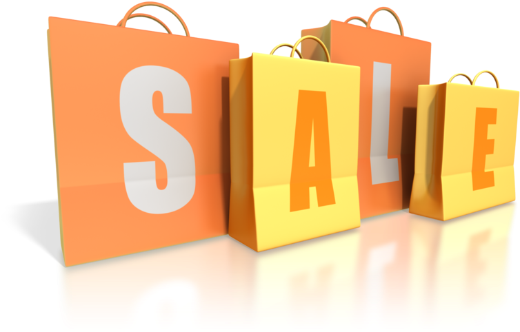 Orange Sale Shopping Bags PNG Image