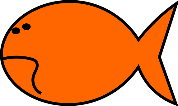 Orange Silhouette Cartoon Fish PNG Image