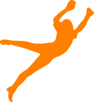 Orange Silhouette Dancer Jumping PNG Image