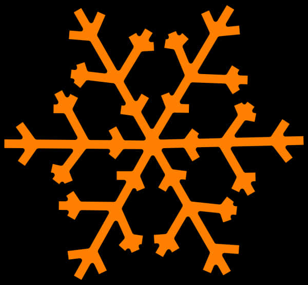 Orange Snowflakeon Black Background PNG Image