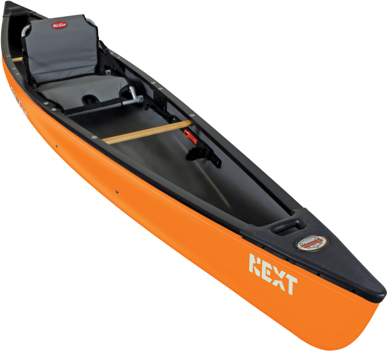 Orange Solo Canoewith Paddle PNG Image