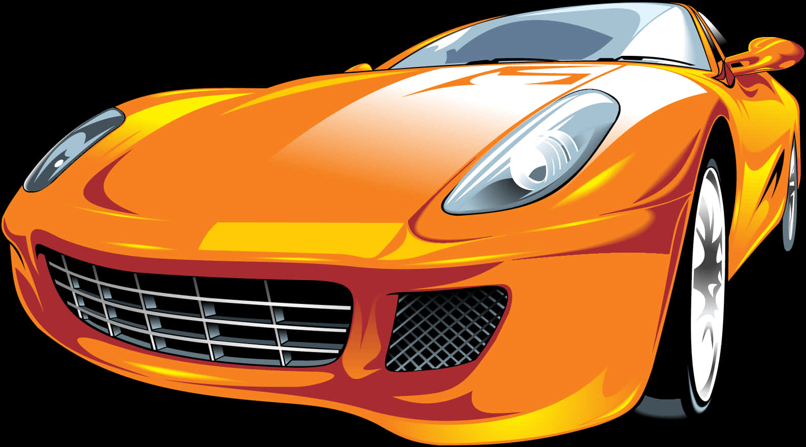 Orange Sports Car Illustration PNG Image