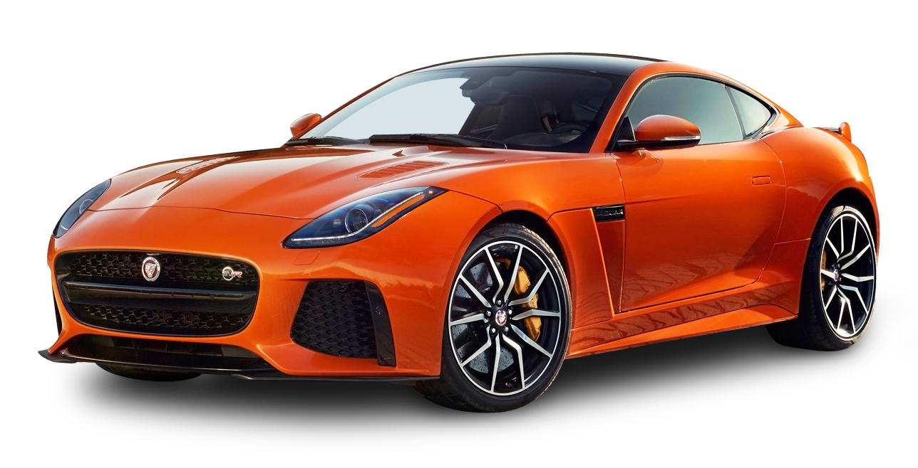 Orange Sports Car Profile View PNG Image