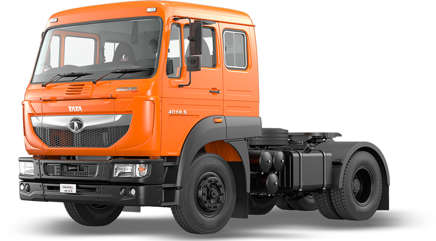 Orange Tata4018 S Truck Profile PNG Image