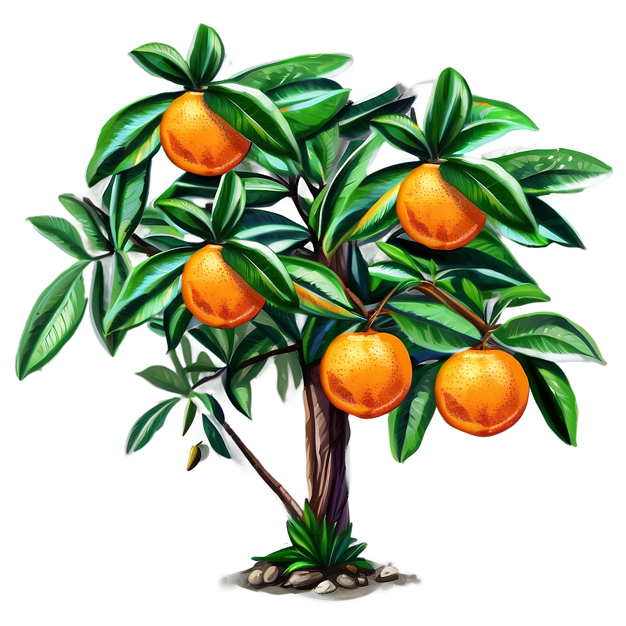 Orange Tree Illustration Png Qdd51 PNG Image